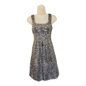 Studio Y Black Lace on nude underlay print pattern mini dress Empire waist